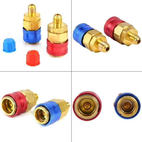 Miniatura 4 de Fydun Acoplador rápido de lado bajo R134a Herramienta de reparación de aire acondicionado del coche Conector de acoplador rápido Adaptador de latón