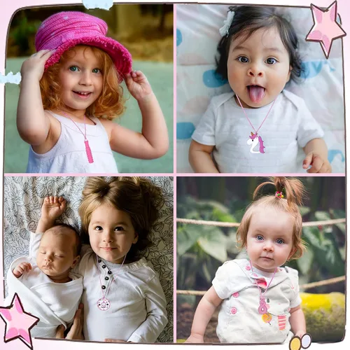 Miniatura 7 de Collares masticables para niñas sensoriales, collar masticable, juguetes sensoriales para niños con autismo, TDAH, SPD, masticación, dentición o Rosa
