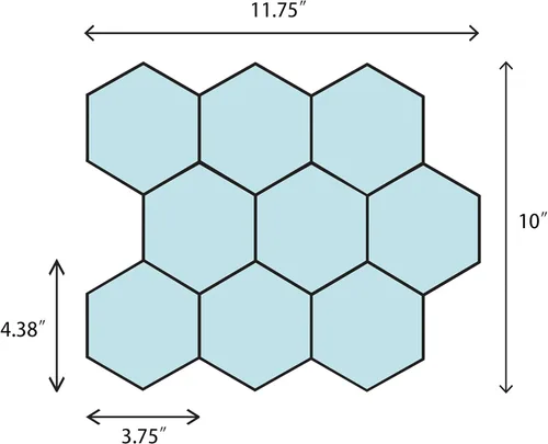 Miniatura 6 de TPMG-29 - Mosaico hexagonal de 4 x 4 pulgadas, porcelana, color azul cristal (pulido), 1 hoja