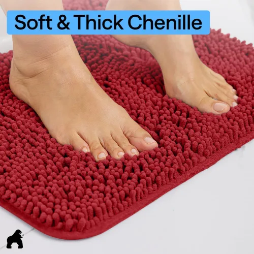 Miniatura 228 de Gorilla Grip - Tapete de baño de felpilla gruesa, suave y absorbente, secado rápido, de microfibra, con reverso de caucho, para piso de ducha, Nube