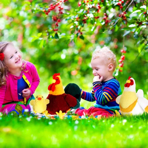 Miniatura 6 de Skylety Juego de 3 juguetes de peluche de pollo, juguete de peluche de pollo, juguete de peluche de gallo para granja, baby shower, fiesta