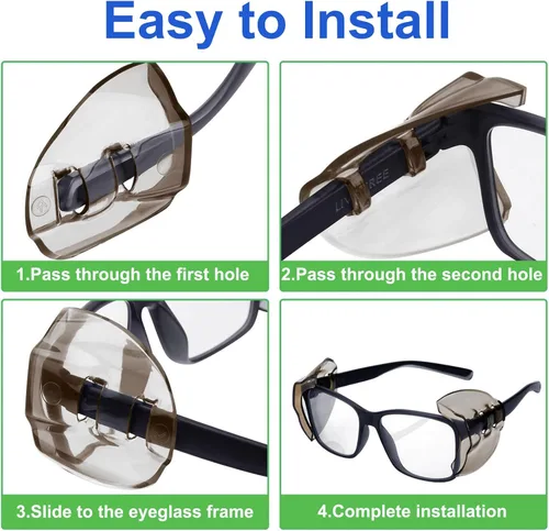 Miniatura 7 de 4 pares de protectores laterales de gafas de seguridad grandes, protectores laterales deslizantes, se adaptan a marcos de anteojos pequeños a