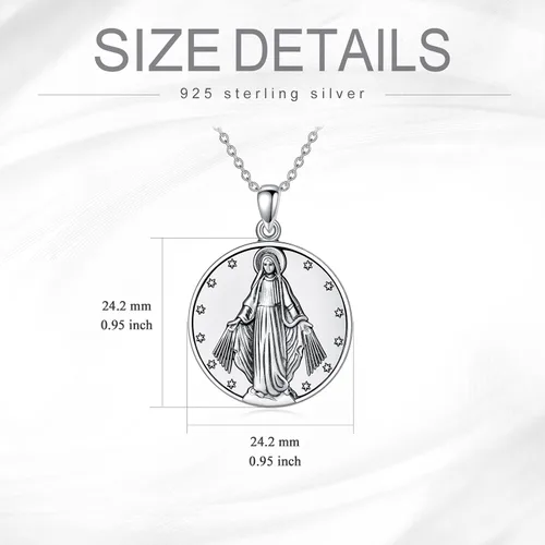 Miniatura 3 de POTOPYY S925 - Collar con colgante de plata de ley de San MiguelSan Benito y Virgen María para hombres y mujeres Plata esterlina
