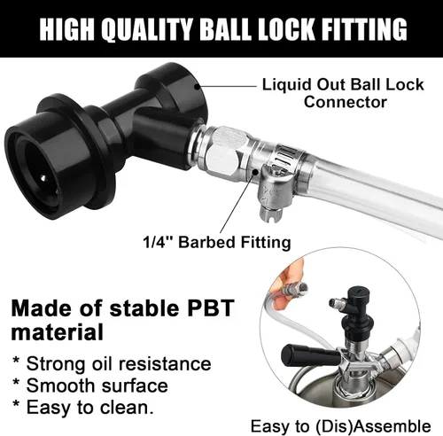 Miniatura 4 de MRbrew Kit de montaje de línea de cerveza con cerradura de bola de 5 pies, línea líquida de 3/16 pulgadas con grifo de picnic, tubo de preparación