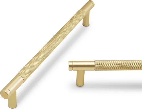 Miniatura 10 de Paquete de 10 tiradores para gabinete de cocina, tiradores mate negro y bronce champán, tiradores de cajón estriados negros, herrajes de cocina