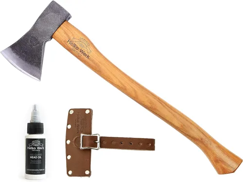 Miniatura 14 de 1844 Helko Werk Germany Hacha tradicional de carpintería de la Selva Negra, hecha en Alemania, Hacha Bushcraft forjada a mano y hacha forestal