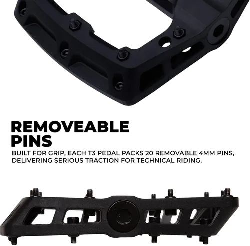 Miniatura 2 de T3 Nylon MTB Pedals 9/16" Axle – Durable, Lightweight Platform Pedals with Anti-Slip Pins, Ideal for Mountain Biking and BMX