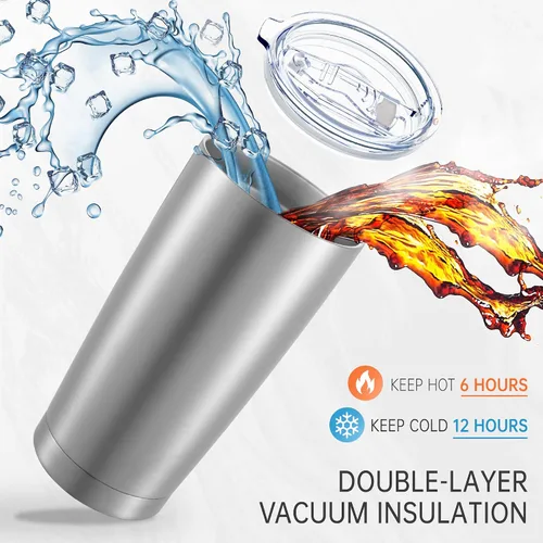 Miniatura 2 de Vasos Térmicos de 20 oz Paquete de Acero Inoxidable con Tapa de Doble Pared con Aislamiento al Vacío Taza de Café de 20oz con Recubrimiento en Polvo