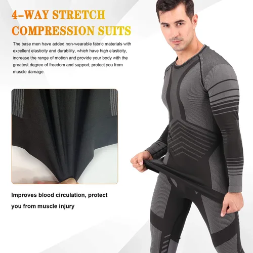 Miniatura 4 de MeetHoo Conjunto de ropa interior térmica para hombre ropa de invierno para hombre capa base de capa base larga