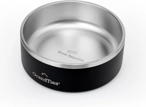 Miniatura 14 de GrandTies Cuenco de acero inoxidable para perros Comedero para mascotas reutilizable con aislamiento sin BPA Plato grande y resistente Azul