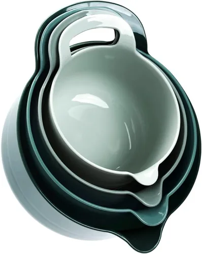 Miniatura 15 de BoxedHome Paquete de 4 Tazones de Mezcla Anidables con Pico Vertedor y Asa, Tazón Grande de Mezcla de Plástico sin BPA Apto para Microondas y Azul