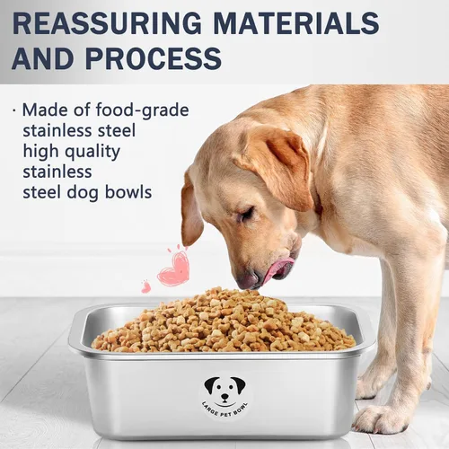 Miniatura 8 de Cuencos de Acero Inoxidable para Perros Grandes, Cuencos de Alimento de Perro de Metal de Alta Capacidad, Cuenco de Comida y Agua para Perros Acero