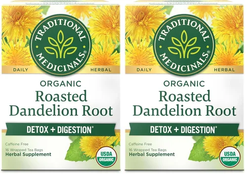 Miniatura 13 de Traditional Medicinals Té, raíz de diente de león tostado orgánico, apoya la función renal y la digestión saludable, 16 bolsas de té