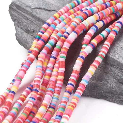 Miniatura 15 de Cuentas Heishi de disco redondo plano de 0.236 pulgadas (0.236 in), cuentas espaciadoras sueltas de arcilla polimérica para pulseras de la amistad