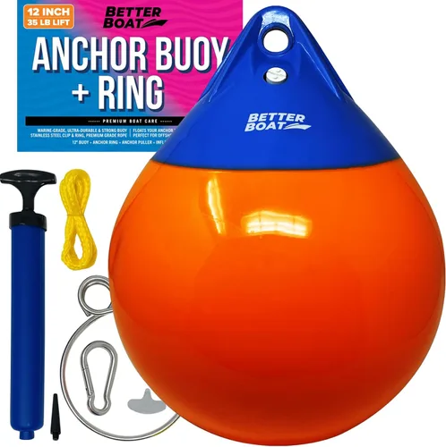 Miniatura 9 de Boya de anclaje y anillo de recuperación de vinilo para barco, boya de amarre redondo, parachoques o marcador y bola flotante de anclaje para línea