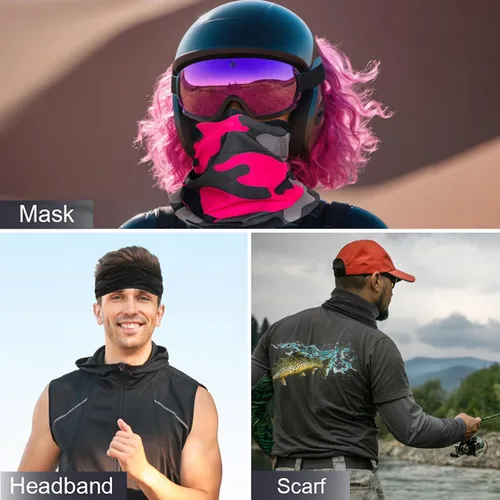 Miniatura 6 de Polaina de cuello refrescante para hombres y mujeres, máscara de cara de caimán, cubrecara, máscara de pesca, motocicleta, bandana balclava
