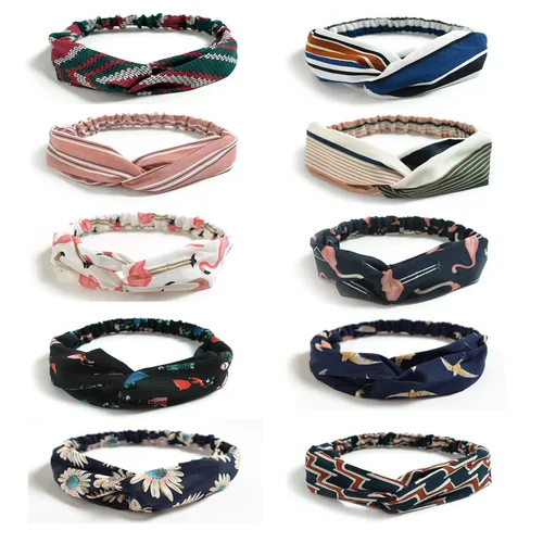 Miniatura 24 de DRESHOW - Paquete de 10 diademas para mujer con diseño entrecruzado vintage, estilo bohemio, trenzadas, elásticas, accesorios para el cabello