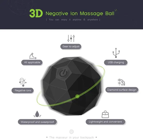 Miniatura 3 de Bola de Masaje Vibradora Eléctrica, Rodillo de Masaje de 2 Velocidades para Fitness, Yoga, Pilates y Terapia Física para Combatir los Músculos