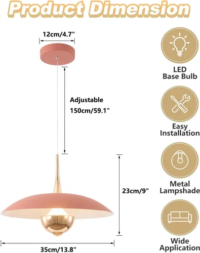 Miniatura 2 de Moderna lámpara colgante LED mini luz de techo interior con sombra rosa mesita de noche oro colgante luz para cocina dormitorio pasillo