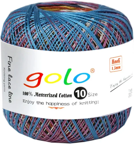 Miniatura 54 de Golo - Bolas de hilo para crochet de algodón tamaño 10, color algodón para crochet D-Fresa D078-fresa