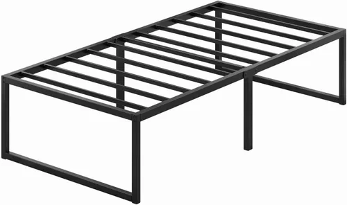 Miniatura 9 de Lutown-Teen Marcos de Cama Plataforma Individual de 18 Pulgadas de Metal Resistente Sin Necesidad de Somier, Sin Ruido, Fácil Montaje, Negro