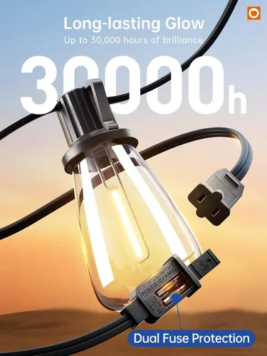 Miniatura 3 de addlon Tira de luces LED de 25 pies, resistente al agua con 8+1 bombillas LED inastillables (no solar), luz de patio, conectable y resistente al