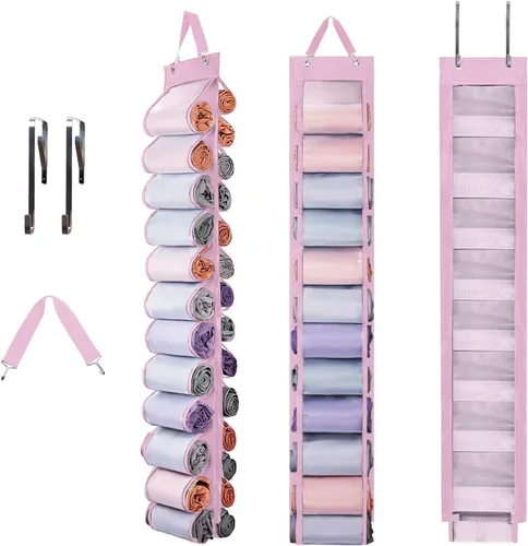 Miniatura 10 de DHSFKBE Organizador de Almacenamiento de Leggings - 2 PCS Organizador de Camisetas, Organizadores de Armario Colgantes y Almacenamiento con 16 Gris