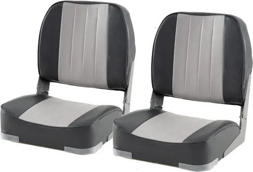 Miniatura 16 de GYMAX Asiento plegable para barco, paquete de 2 asientos con respaldo bajo para capitán de pesca, con acolchado de esponja gruesa, bisagras