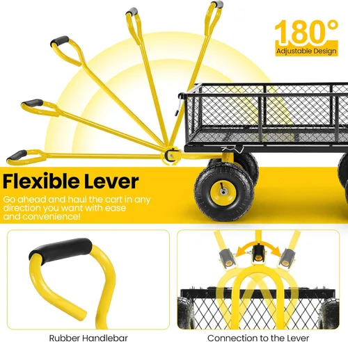 Miniatura 25 de Carrito de jardín, carrito de jardín de acero de malla de servicio pesado de 880 libras de capacidad con lados removibles para convertir