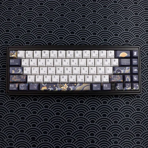 Miniatura 8 de JSJT Teclas PBT 136 Teclas Perfil Cherry Juego de Teclas Temáticas de Chang'e y Conejo Teclas de Estilo Antiguo Azul Zang Teclas Personalizadas