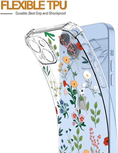 Miniatura 3 de Funda para Redmi Note 11 Pro, Redmi Note 12 Pro 4G transparente con diseño TPU absorción de golpes Slim Flower Garden Pattern Protective Back Cover