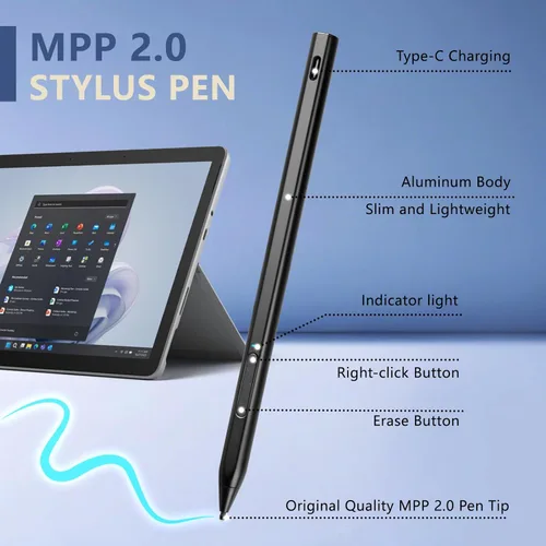 Miniatura 2 de Lápiz inclinable recargable MPP 2.0 para laptops táctiles 2-en-1 de HP, lápiz digital genuino para HP Envy X360/Pavilion X360/Spectre X360
