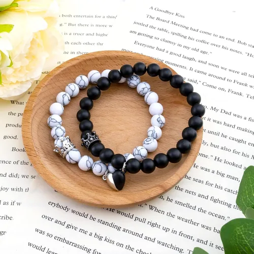 Miniatura 2 de Pulseras de amor a juego para novio y novia, pulseras a juego para parejas, regalos de relación a larga distancia con tarjeta de aniversario