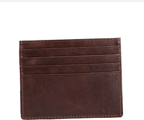 Miniatura 4 de FINELAER Carteras delgadas de cuero con bolsillo frontal para hombre, Marrón oscuro, Minimalista