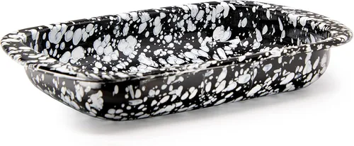 Miniatura 2 de Golden Rabbit Enamelware - Molde para hornear, 3 cuartos de galón, Black Swirl