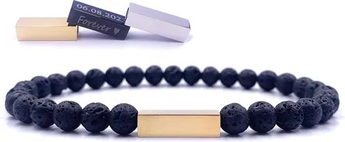 Miniatura 11 de Pulseras de cuentas personalizadas, Pulsera de piedras preciosas de 0.236 in, Pulsera grabada con láser, Pulsera de piedra natural, Pulseras unisex
