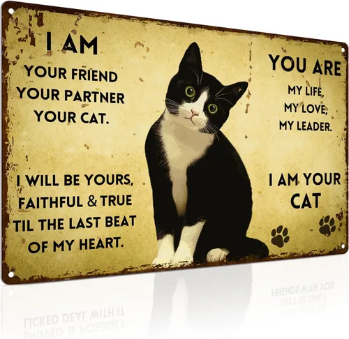 Miniatura 14 de ALKB Divertido letrero de gato negro – I Do What I Want - Letreros de metal para amantes de los gatos, regalo para decoración de pared en casa