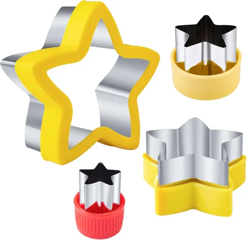 Cortadores de galletas de estrellas, 4 piezas, cortador de sándwiches para almuerzo de niños, formas de cortadores de frutas y verduras, cortadores