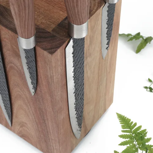 Miniatura 7 de Uniharpa Soporte magnético para cuchillos, giratorio de 360°, soporte de bloque de cuchillos con imán fuerte, organizador de madera de acacia sin
