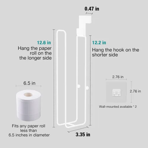 Miniatura 65 de Conworld Soporte de pared para almacenamiento de papel higiénico, dispensador portarrollos de papel higiénico sobre el tanque de reserva