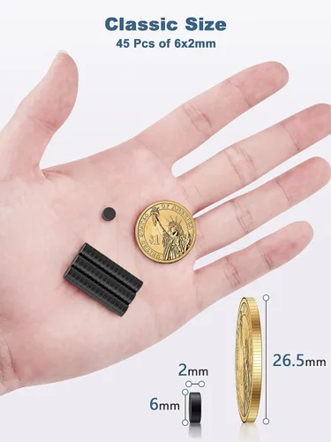 Miniatura 2 de SMARTAKE 45 piezas de imanes para refrigerador, imanes pequeños redondos de 6x2mm para nevera, imanes de neodimio premium multiusos para oficina