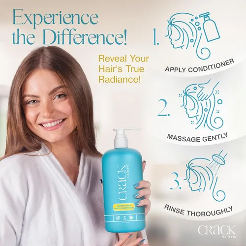Miniatura 5 de CRACK HAIR FIX Acondicionador de tratamiento con bomba – Acondicionador nutritivo e hidratante para desenredar, domar y mejorar la resistencia de tu