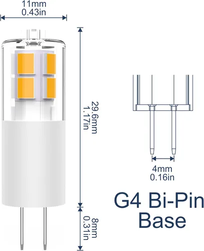 Miniatura 2 de BAOMING 12 bombillas LED G4 de 12V 3W base JC Bi-Pin, equivalente a halógeno T3 G4 de 20W-35W, 2700K blanco cálido suave, sin parpadeo 380LM