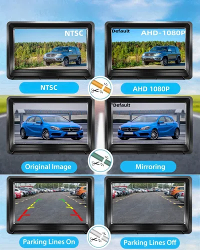 Miniatura 6 de Cámara HD de visión trasera delantera y trasera para automóvil, rotación de 360°, gran ángulo de visión, IP68K, impermeable, universal, marcha