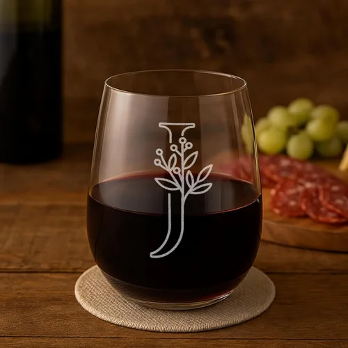 On The Rox Drinks Regalos con monograma para mujeres y hombres – Letra A-Z inicial grabada monograma sin tallo, copa de vino – Regalos de vino