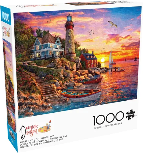 Miniatura 3 de Buffalo Games Dominic Davison - Rompecabezas de 1000 piezas con diseño de puesta de sol en la bahía del faro de 26.75 x 19.75 pulgadas, multicolor