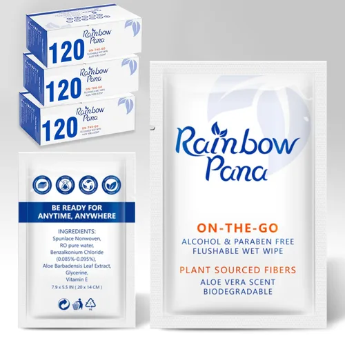 Miniatura 13 de RainbowPana Toallitas desechables, 40 unidades, PARA LLEVAR envueltas individualmente - Toallitas para glúteos para mujeres y hombres, Toallitas