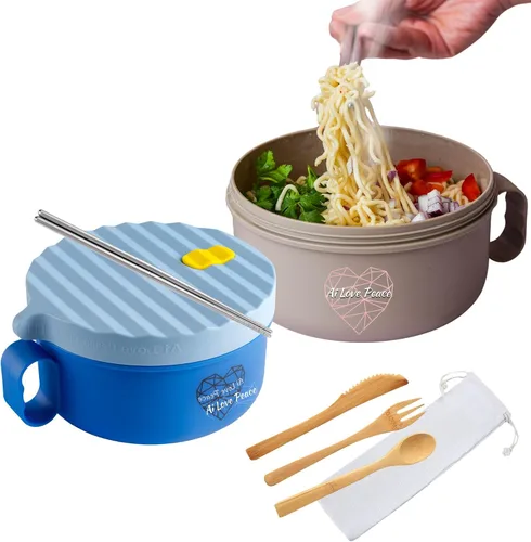 Miniatura 20 de AI LOVE PEACE Tazón de ramen, olla de ramen, tazón de ramen para microondas, tazón grande de fideos de 40 onzas, tazón para microondas, cuencos