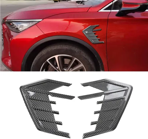 Miniatura 7 de 2 PCS Rejillas de Ventilación Laterales para Guardabarros de Automóvil, Cubierta Universal para Decoración del Cuerpo del Alerón, Calcomanías Negro