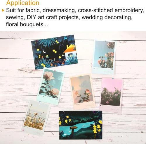 Miniatura 5 de PATIKIL Alfileres de costura, juego de 10 alfileres rectos con cabeza de vidrio para decoración de costura, transparente